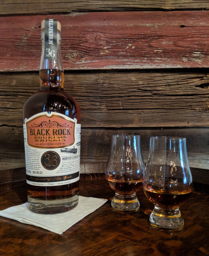 Our Black Rock Bourbon Whiskey bottle